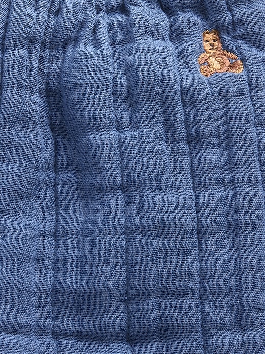 L'image numéro 3 présente Pantalon matelassé à taille élastique en gaze pour Bébé