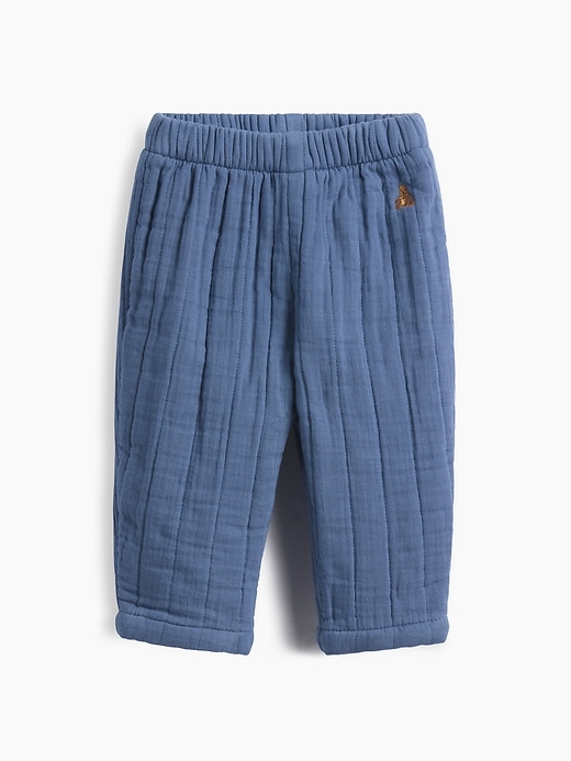 L'image numéro 1 présente Pantalon matelassé à taille élastique en gaze pour Bébé