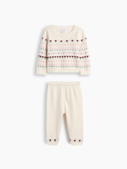 ENSEMBLE AVEC CHANDAIL À MOTIF FLORAL ET DE CŒURS POUR BÉBÉ