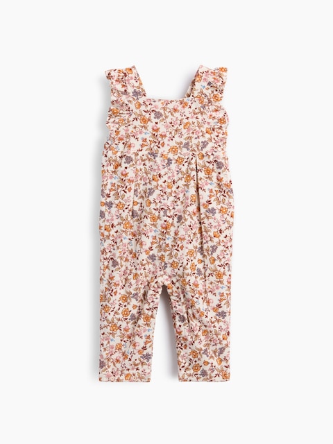 SALOPETTE EN VELOURS CÔTELÉ À MOTIF FLORAL POUR BÉBÉ