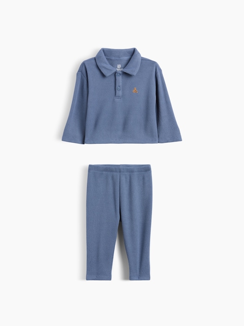 ENSEMBLE AVEC POLO EN TRICOT GAUFRÉ SOYEUX POUR BÉBÉ