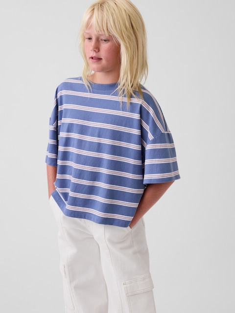 T-SHIRT SURDIMENSIONNÉ À COUPE DROITE ET À RAYURES POUR ENFANT