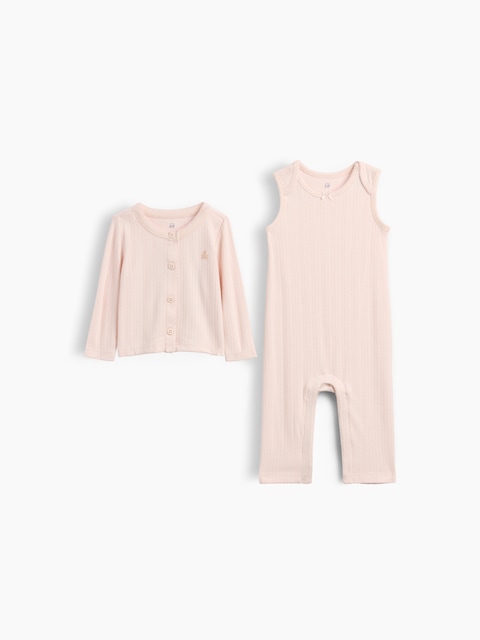 ENSEMBLE AVEC CARDIGAN EN TRICOT POINTELLE SOYEUX POUR BÉBÉ