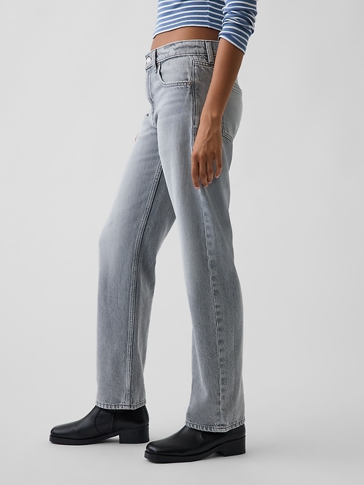 L'image numéro 3 présente Jean droit effilé à taille mi-basse