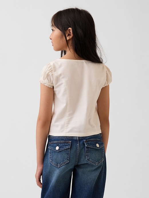 Image number 3 showing, Lace-Trim Button-Front Top