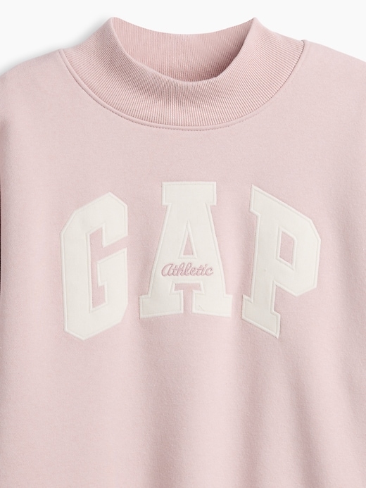 L'image numéro 4 présente Chandail en coton ouaté surdimensionné à col cheminée avec logo VintageDoux pour Enfant