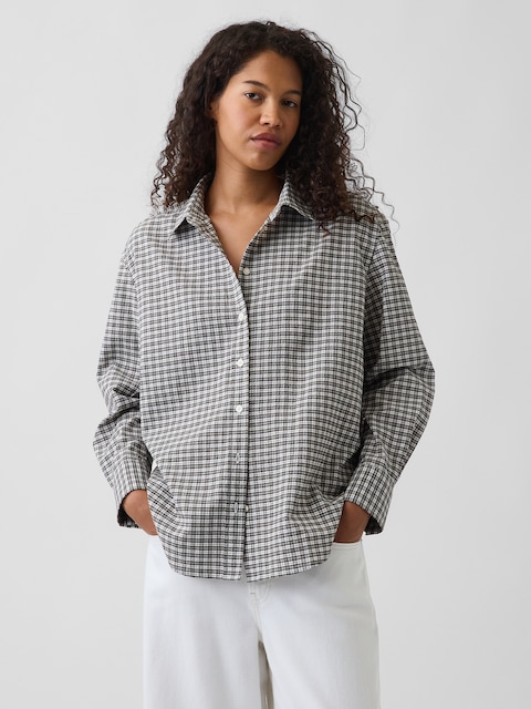 Seersucker Plaid Oversized Shirt