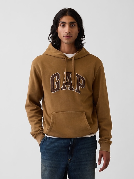L'image numéro 1 présente Chandail à capuchon VintageDoux avec logo incurvé pour Adulte