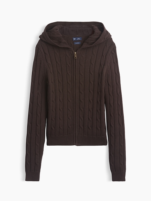 100% Cotton Cable-Knit Zip Cardigan | Gap