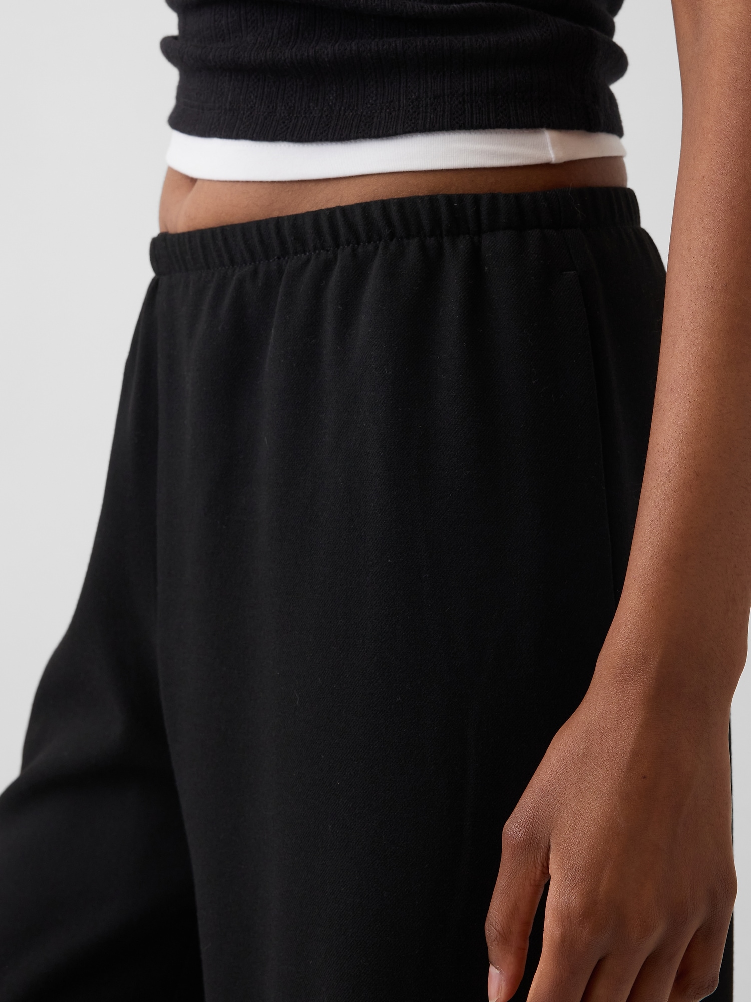 Brushed Twill Easy Wide-Leg Pants