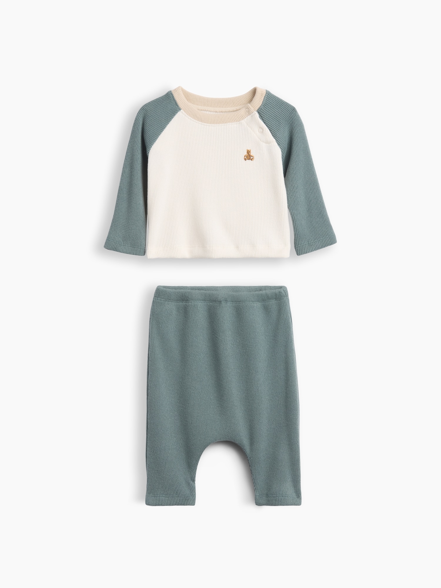 Ensemble en tricot gaufré soyeux à manches raglan pour Bébé