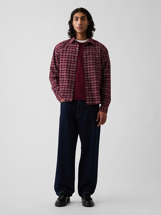 L'image numéro 2 présente Chemise oxford courte décontractée à ourlet droit