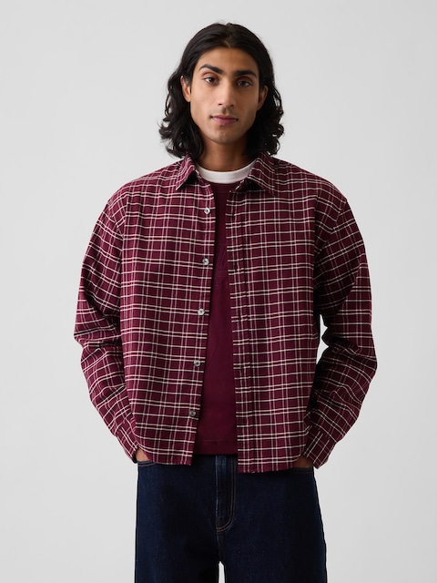 Relaxed Crop Straight-Hem Oxford Shirt