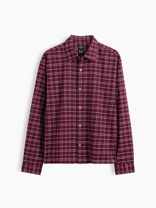 L'image numéro 5 présente Chemise oxford courte décontractée à ourlet droit