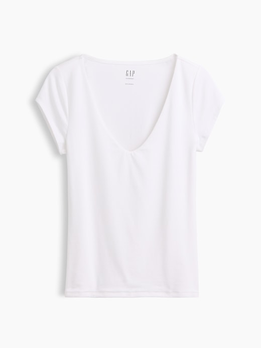 L'image numéro 1 présente T-shirt moulant à encolure en V en jersey