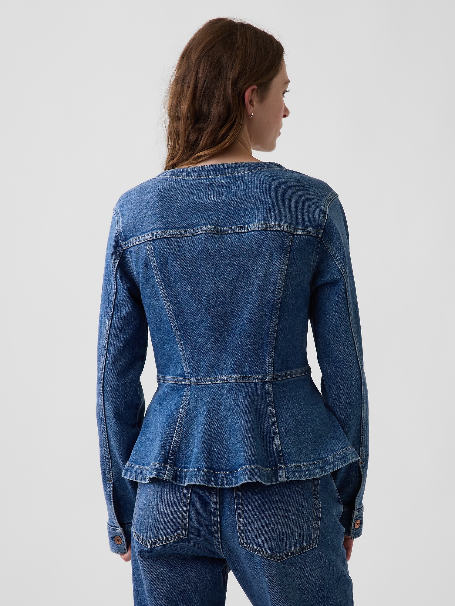 Denim Fitted Peplum Jacket