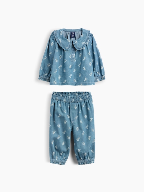 ENSEMBLE EN DENIM À MOTIF FLORAL POUR BÉBÉ
