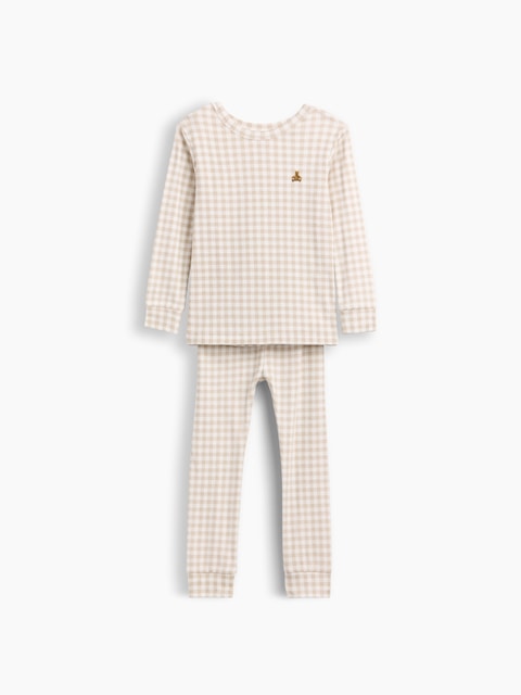 PYJAMA EN COTON BIOLOGIQUE BROSSÉ À MOTIF GUINGAN POUR BÉBÉ ET TOUT-PETIT
