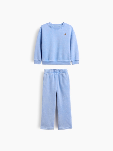 ENSEMBLE EN COTON OUATÉ DÉLAVÉ VINTAGEDOUX POUR BÉBÉ ET TOUT-PETIT