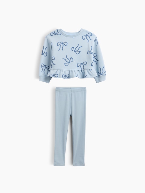 ENSEMBLE AVEC CHANDAIL EN COTON OUATÉ À BASQUE ET LEGGING POUR BÉBÉ ET TOUT-PETIT