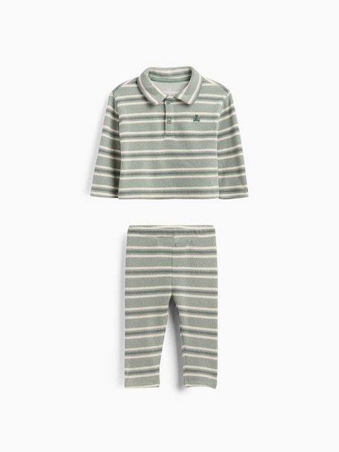 ENSEMBLE AVEC POLO EN TRICOT GAUFRÉ SOYEUX POUR BÉBÉ