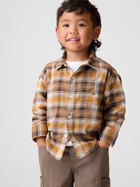 CHEMISE À CARREAUX À DOUBLE TISSAGE POUR BÉBÉ ET TOUT-PETIT