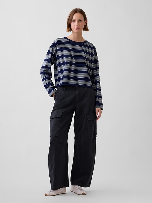 L'image numéro 1 présente Pantalon cargo ballon à taille basse en sergé
