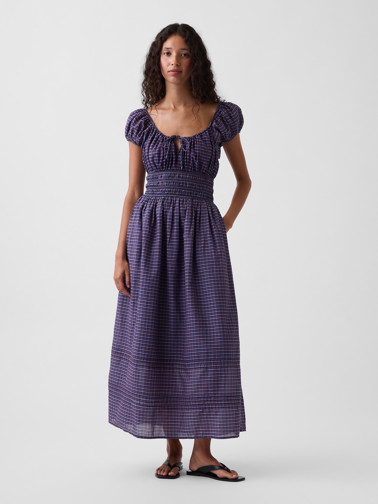 Voile Smocked-Waist Maxi Dress