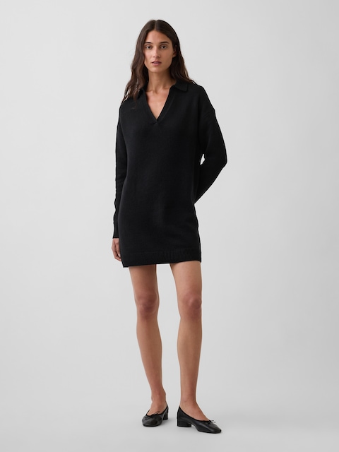 ROBE POLO COURTE SURDIMENSIONNÉE EN TRICOT EFFET CACHEMIRE