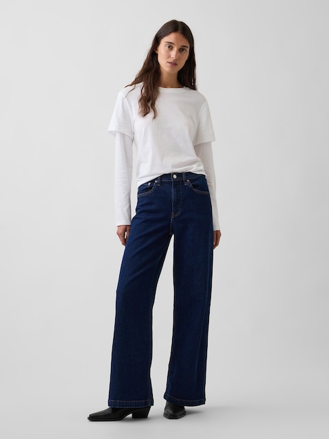 High Rise Stride Wide-Leg Jeans