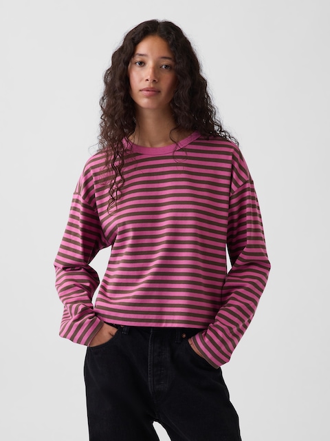 Knit Oversized Crop T-Shirt