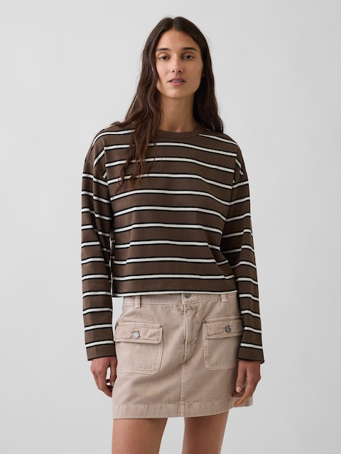 Knit Oversized Crop T-Shirt