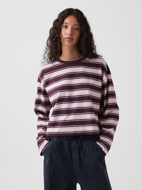 Knit Oversized Crop T-Shirt