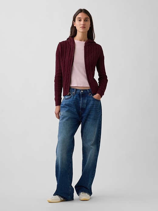 L'image numéro 2 présente Cardigan à glissière en tricot torsadé 100 % coton