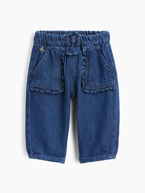 JEAN À TAILLE EXTENSIBLE À VOLANTS ET À BOUCLE POUR BÉBÉ