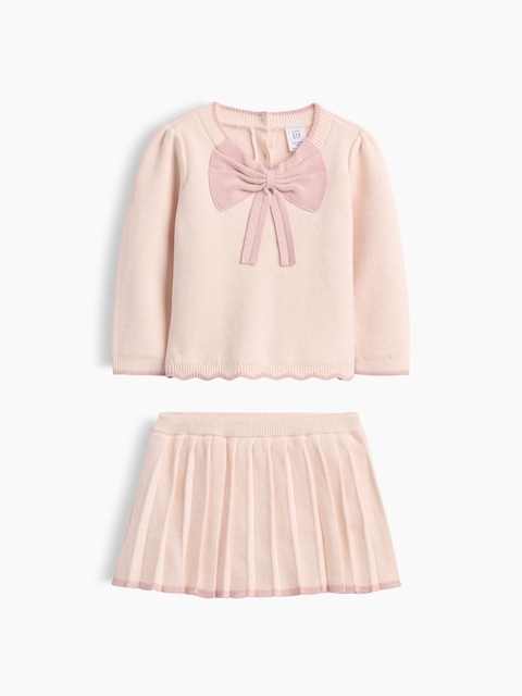 ENSEMBLE DE HAUT ET JUPE-SHORT EN TRICOT À BOUCLE POUR BÉBÉ