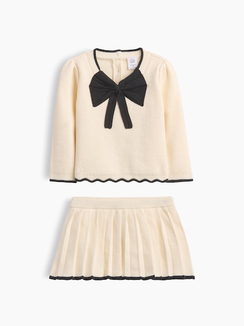ENSEMBLE DE HAUT ET JUPE-SHORT EN TRICOT À BOUCLE POUR BÉBÉ