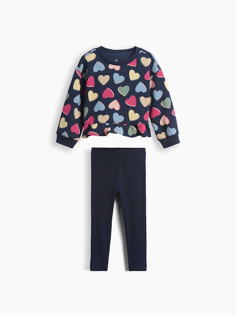 ENSEMBLE AVEC CHANDAIL EN COTON OUATÉ À BASQUE ET LEGGING POUR BÉBÉ ET TOUT-PETIT