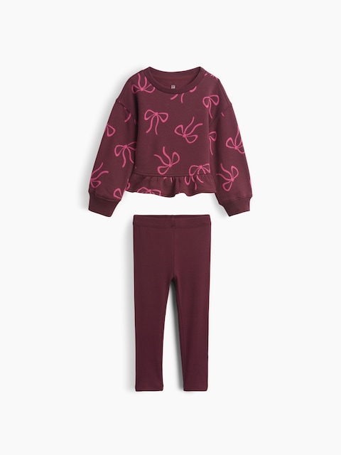 ENSEMBLE AVEC CHANDAIL EN COTON OUATÉ À BASQUE ET LEGGING POUR BÉBÉ ET TOUT-PETIT