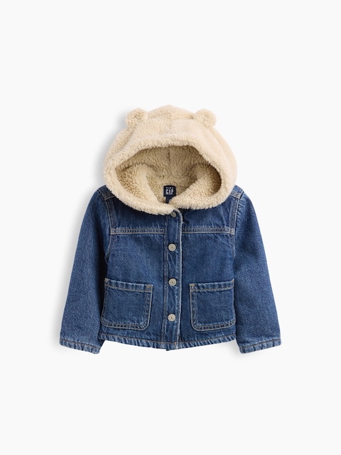 VESTE EN DENIM ET SHERPA À CAPUCHON POUR BÉBÉ ET TOUT-PETIT