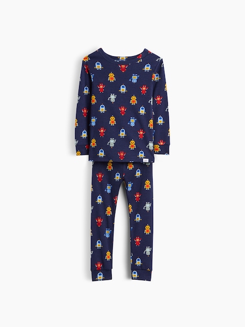 PYJAMA EN COTON BIOLOGIQUE BROSSÉ À MOTIF DE ROBOTS POUR BÉBÉ ET TOUT-PETIT
