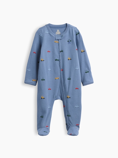 UNE-PIÈCE À PIEDS À MOTIF EN COTON BIOLOGIQUE POUR BÉBÉ