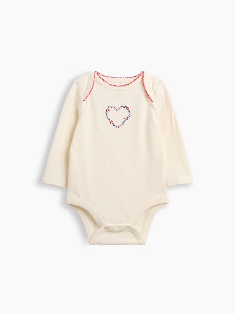 CACHE-COUCHE À MOTIF DE CŒUR BORDÉ DE FLEURS EN COTON BIOLOGIQUE POUR BÉBÉ
