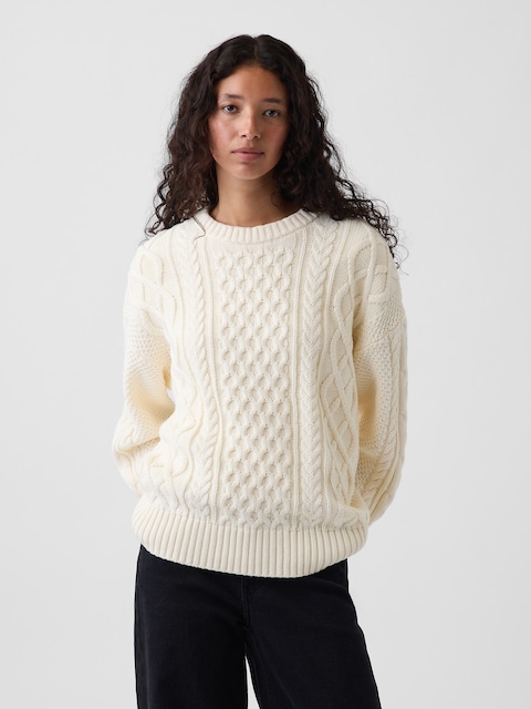 100% Cotton Cable-Knit Oversized Sweater