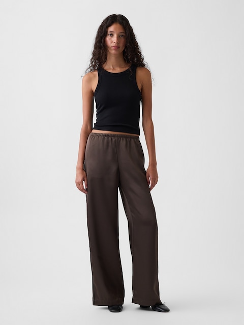 Satin Easy Wide-Leg Pants