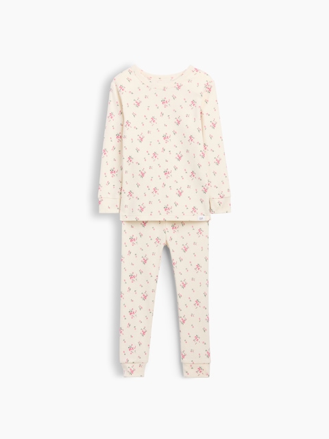 PYJAMA EN COTON BIOLOGIQUE BROSSÉ À MOTIF FLORAL POUR BÉBÉ ET TOUT-PETIT