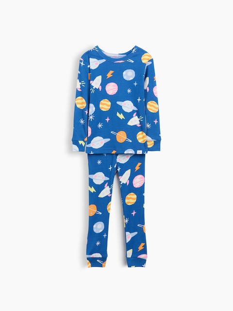 PYJAMA EN COTON BIOLOGIQUE BROSSÉ À MOTIFS DE L'ESPACE POUR BÉBÉ ET TOUT-PETIT