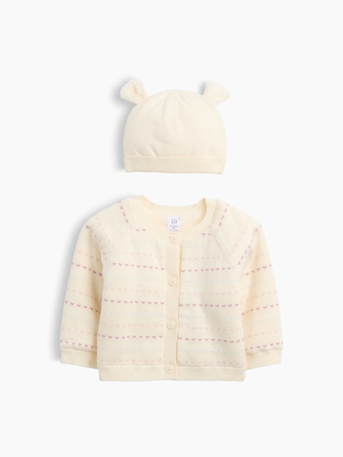 ENSEMBLE DE CARDIGAN À DOUBLURE EN SHERPA ET BONNET POUR BÉBÉ