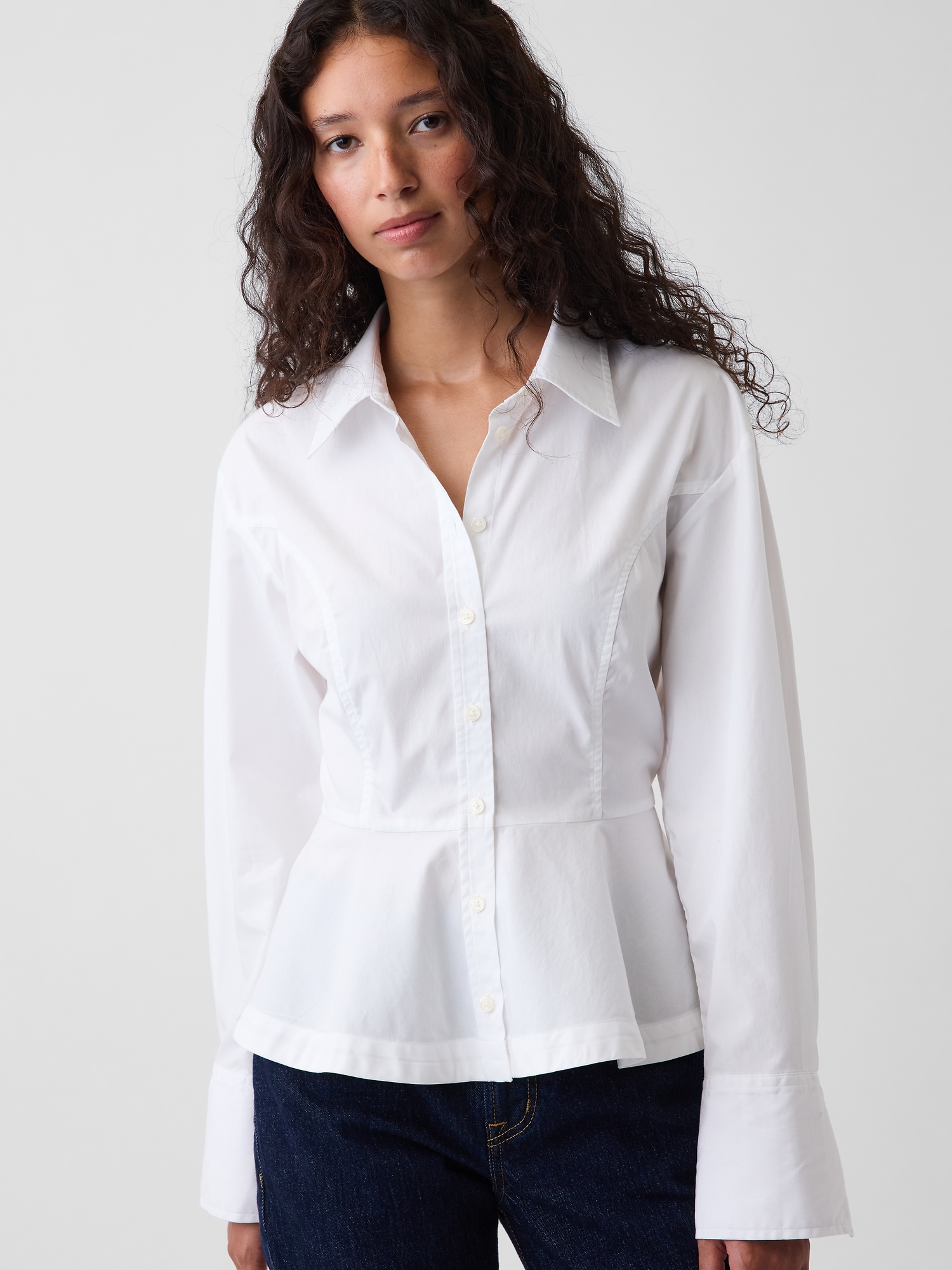 Organic Cotton Popin Peplum Shirt