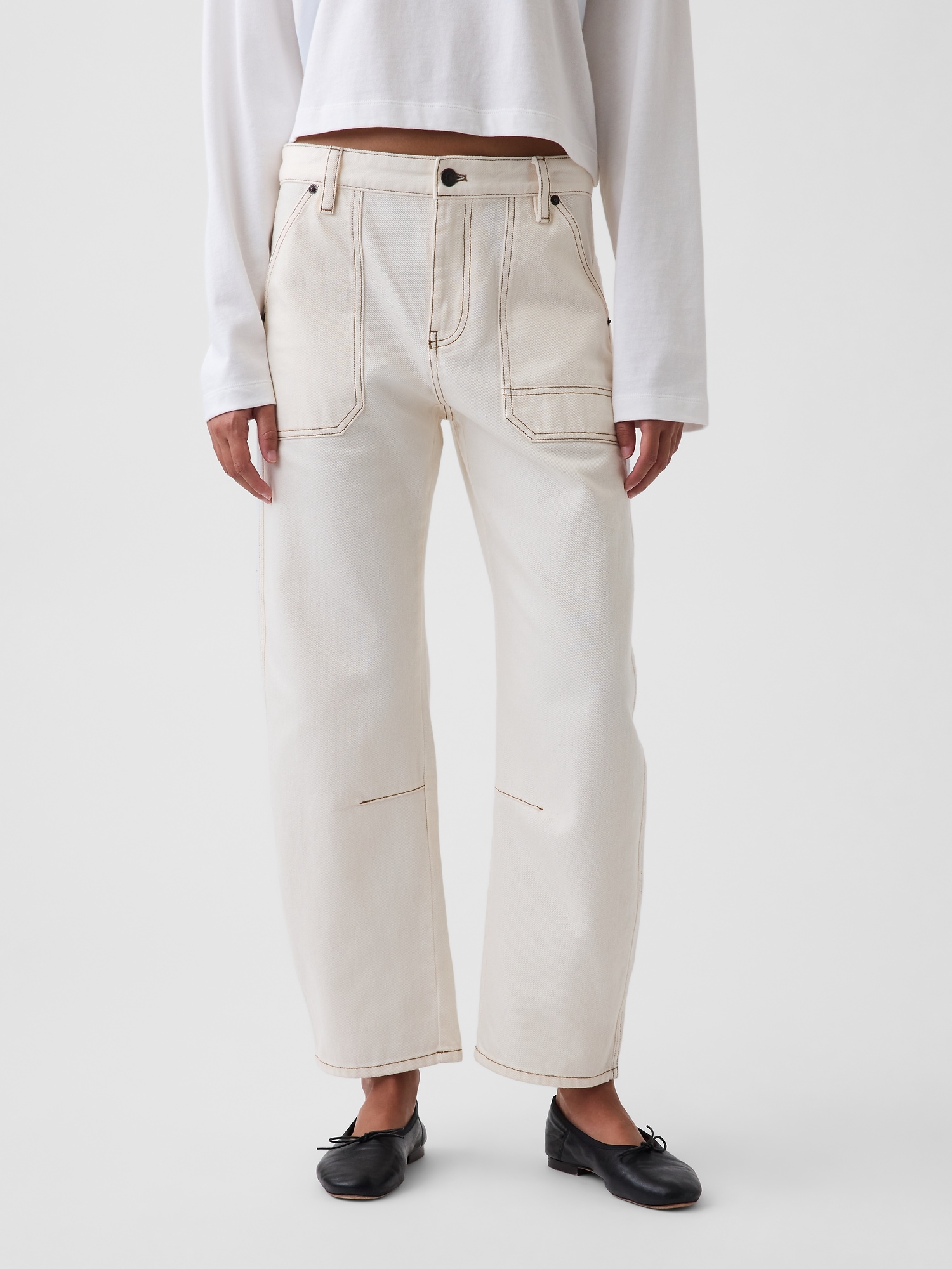 Mid Rise Barrel Utility Ankle Pants